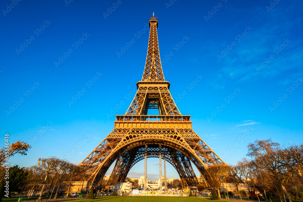 Eiffel tower at sunrise, Paris.