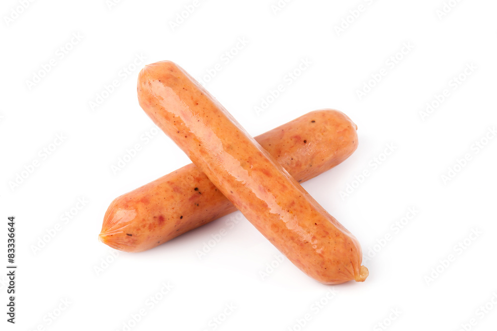 Sausages isolated on a white background Sausages isolated on a white background