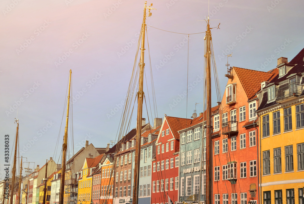 Naklejka premium Nyhavn in Copenhagen Denmark - Famous tourist attraction