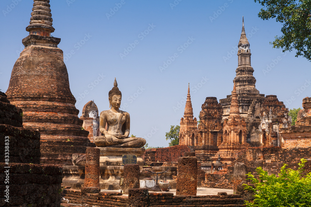 Sukhothai historical park. Buddhist temple ruins in Sukhothai hi Sukhothai historical park. Buddhist temple ruins in Sukhothai hi