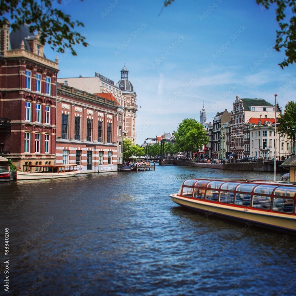 Obraz premium Amsterdam canal scen