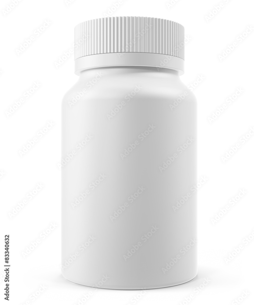 White Blank Jar for tablets with shadow. 3d illustration High White Blank Jar for tablets with shadow. 3d illustration High