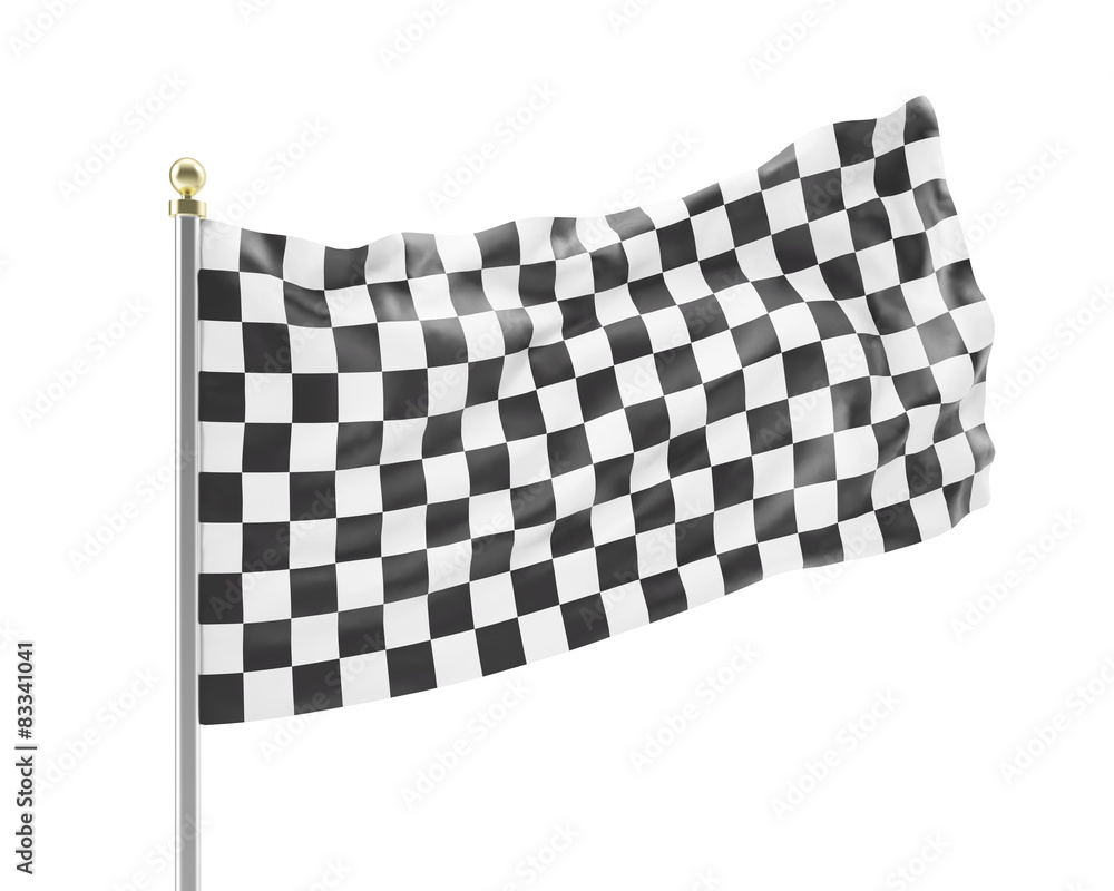 Obraz premium Black and white racing flag isolated on a white background. 3d