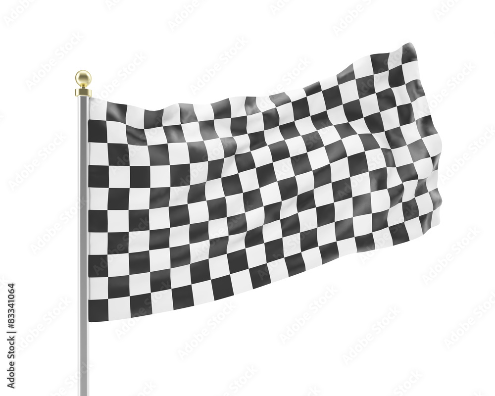 Obraz premium Black and white racing flag isolated on a white background. 3d