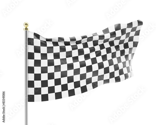 Black and white racing flag isolated on a white background. 3d