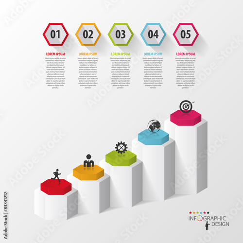 Infographic business template. Hexagons in 3d. Vector
