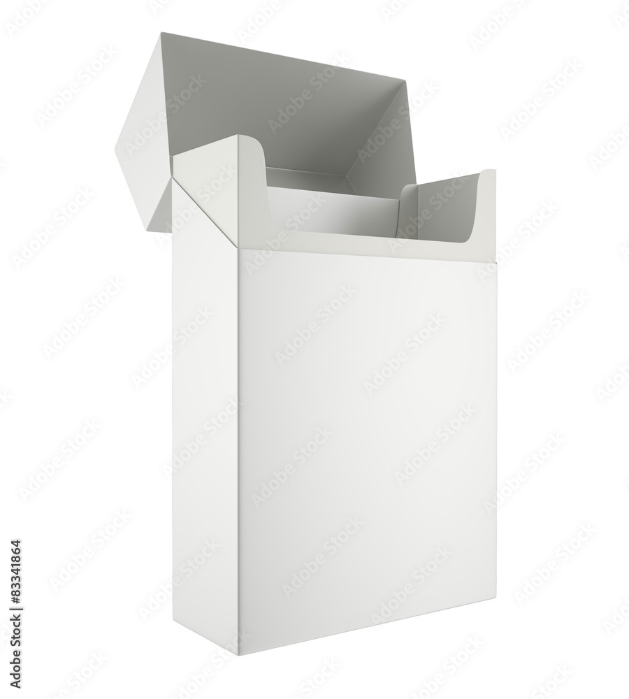 Open blank pack of cigarettes isolated on a white background Open blank pack of cigarettes isolated on a white background