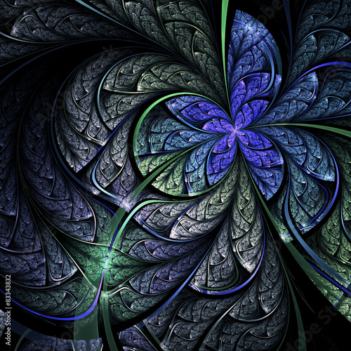 Dark fractal flower or butterfly, digital artwork