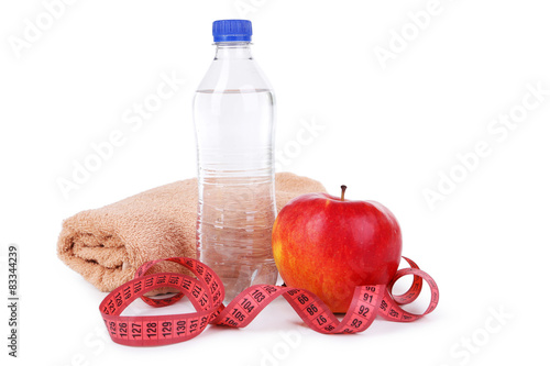 Red apple with measuring tape 
