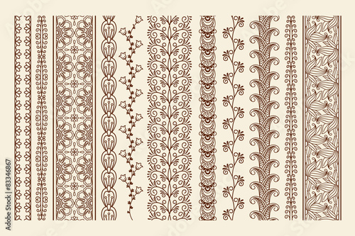 Hand drawn mehndi borders