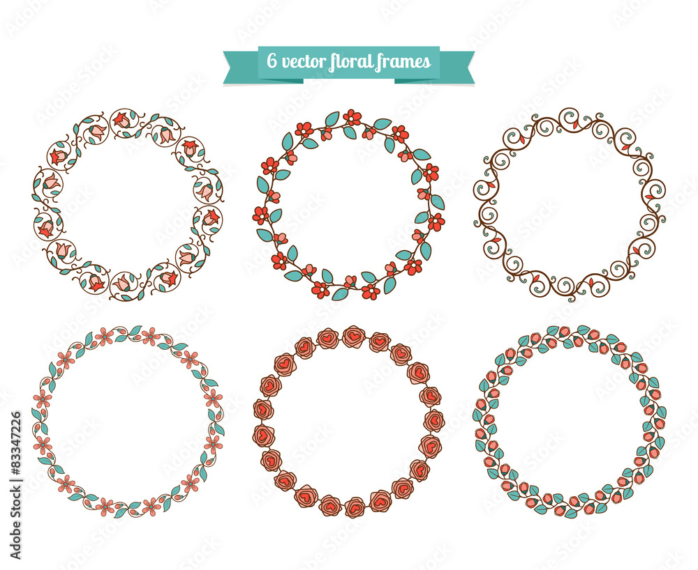 Obraz premium Floral wreaths frames