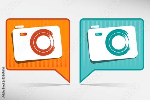 Photo camera - vector yellow and blue pointer