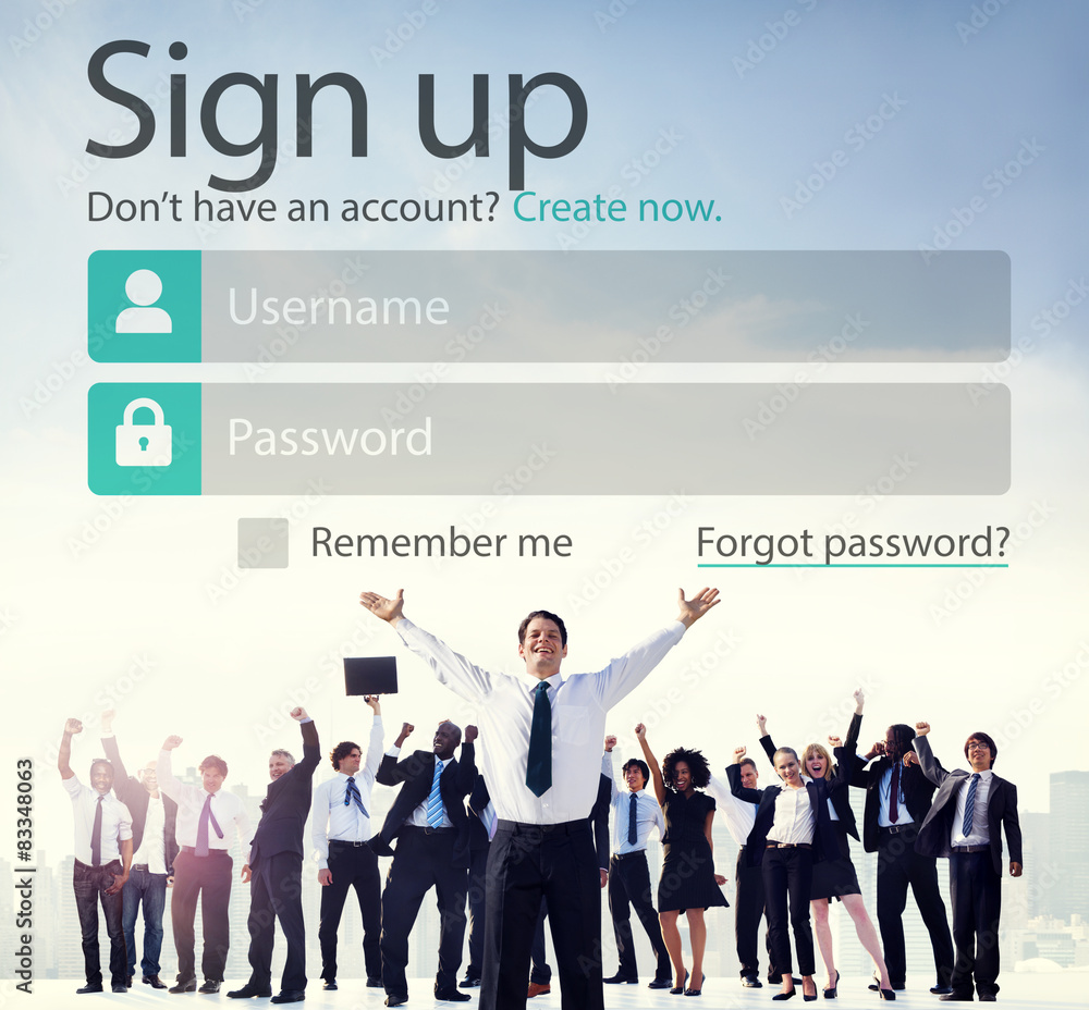 Sign Up Usename Password Log In Protection Concept