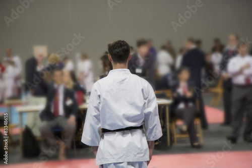 Karate man waiting decesion of judges