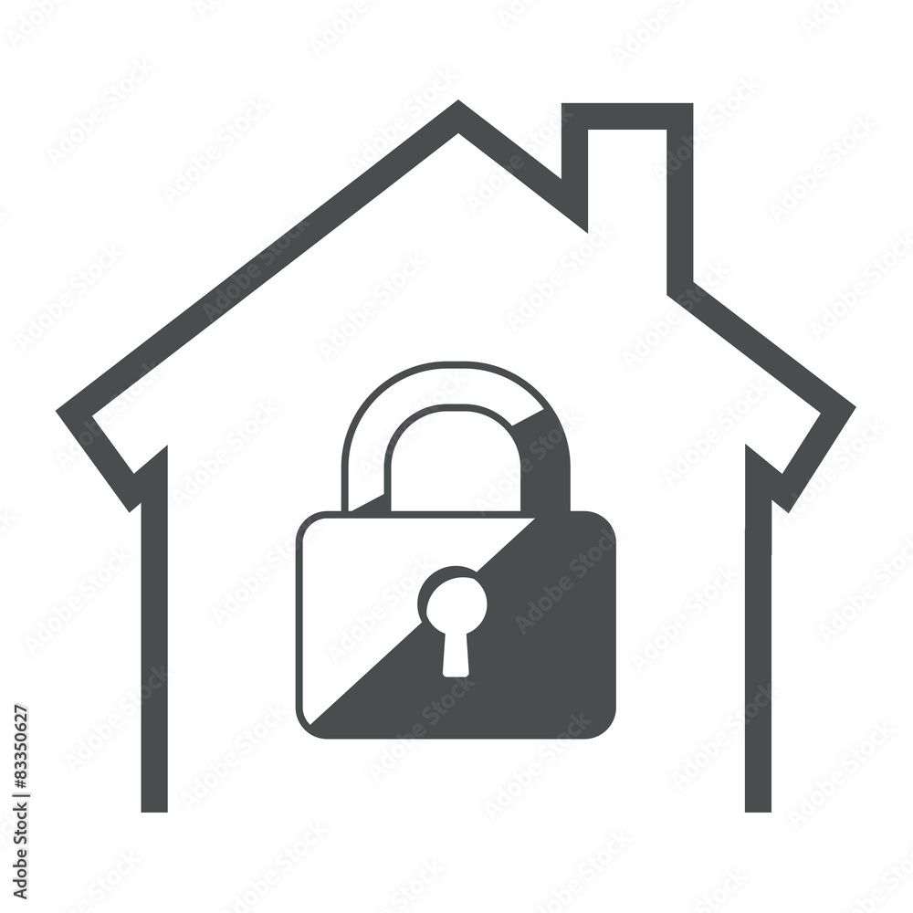 Icono aislado seguridad hogar gris Icono aislado seguridad hogar gris