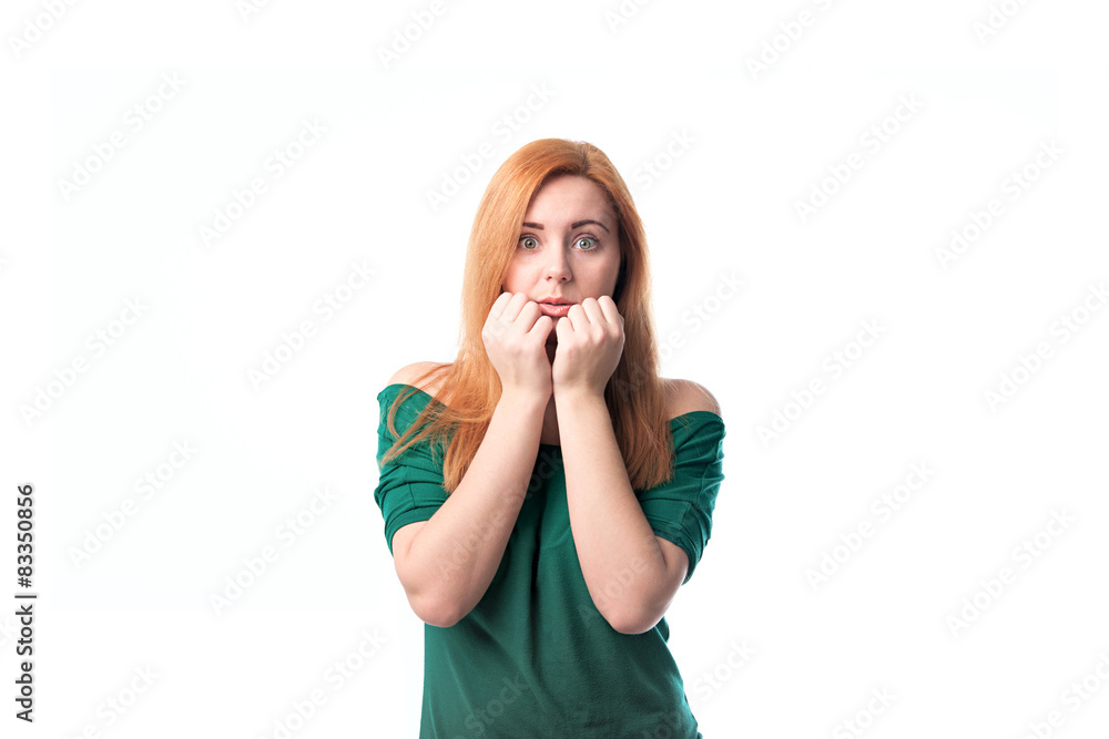 Fototapeta premium Frightened young woman