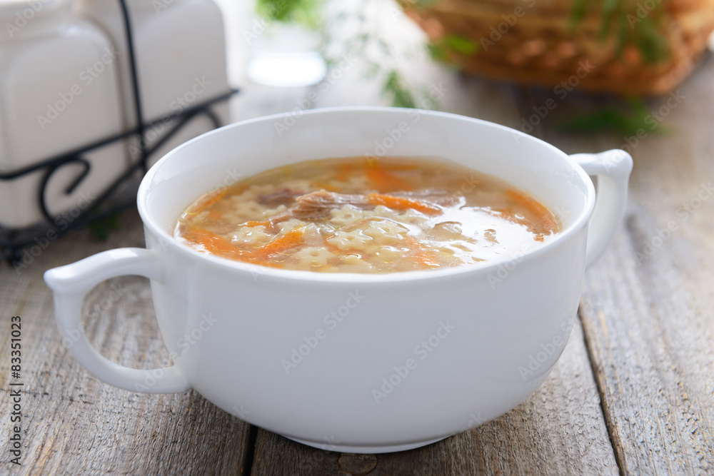 Noodle soup with carrots and poultry Noodle soup with carrots and poultry