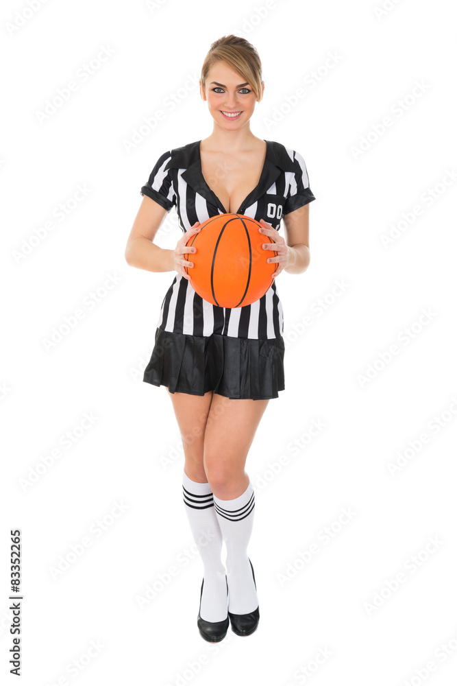 Fototapeta premium Female Referee Holding Basketball