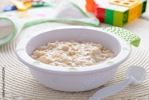 Child`s food: oatmeal porridge