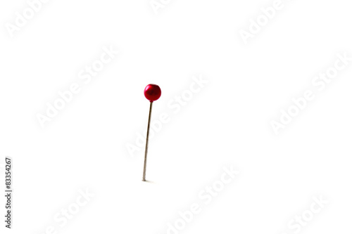 stuck a pin isolated on white background