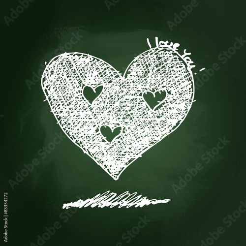 Sketchy love heart design on blackboard