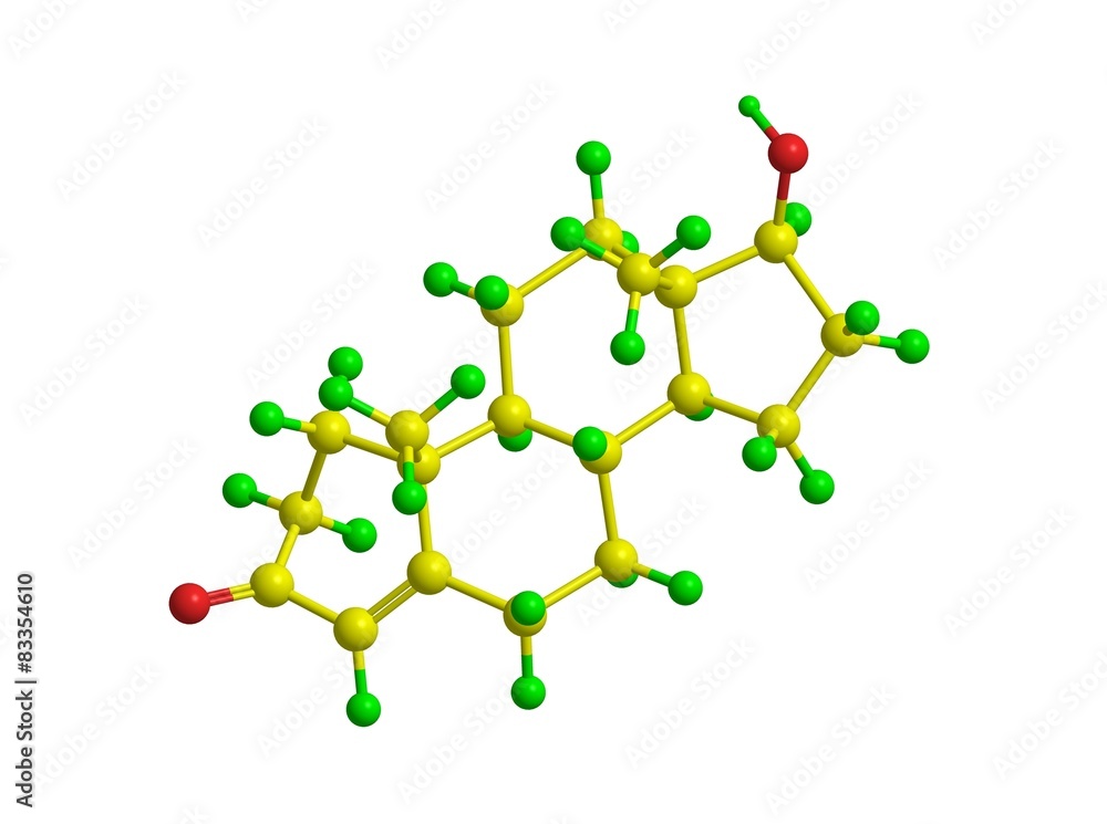 Molecular structure of hormone testosterone Molecular structure of hormone testosterone