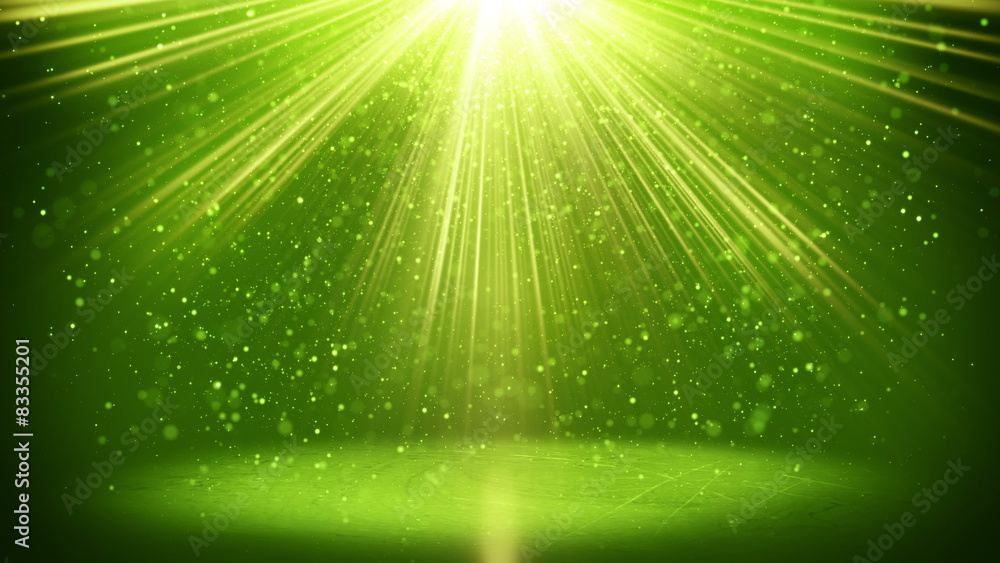 Green light beams and particles loopable background Stock ビデオ Adobe Stock