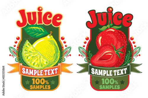 set of templates for labels of juice