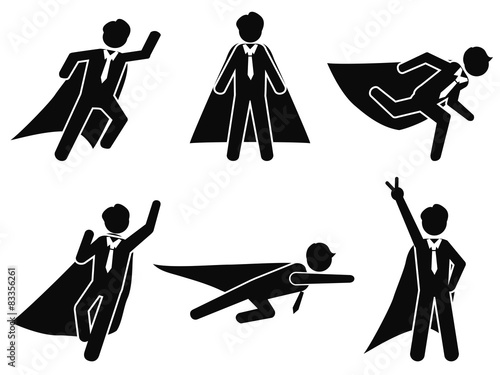 super businessman stick figure pictogram illustration vector