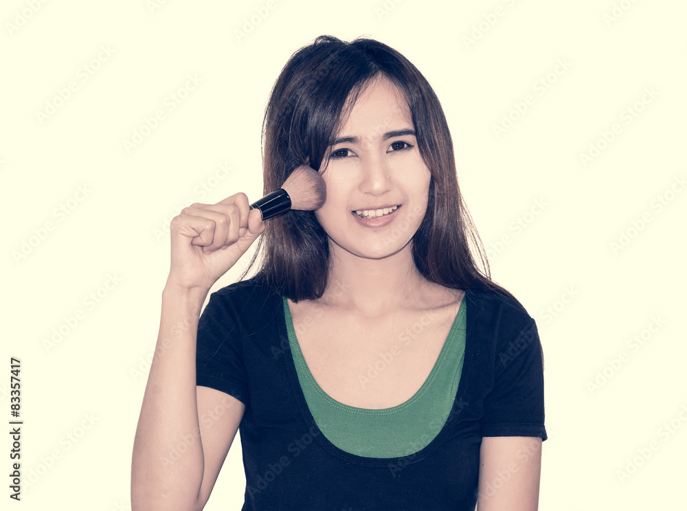 woman hold brushes woman hold brushes