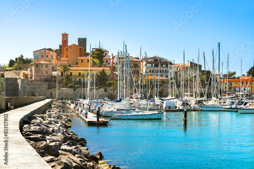 Waterfront of small town of Talamone. Grosseto region, Tuscany,