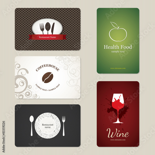 Set of detailed business cards. For cafe and restaurant