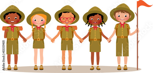 Children boys and girls in summer children camp
