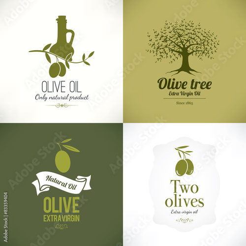 Set of olive labels and logotypes