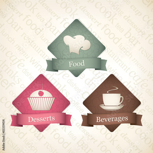 Food and beverages label set
