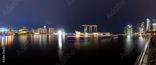 panoramic scene of singapore waterfront at night