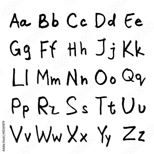 handwritten ABC alphabet with leaf