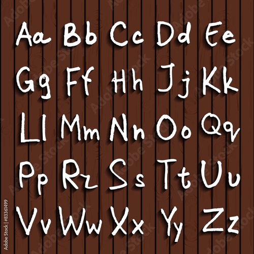 handwritten ABC alphabet with leaf
