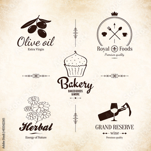 Label set for restaurant and cafe