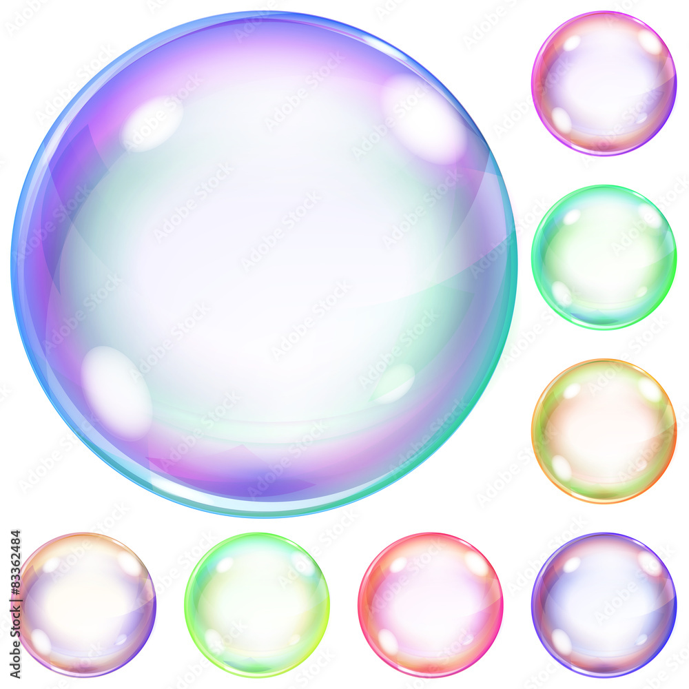 Set of colorful opaque soap bubbles Set of colorful opaque soap bubbles