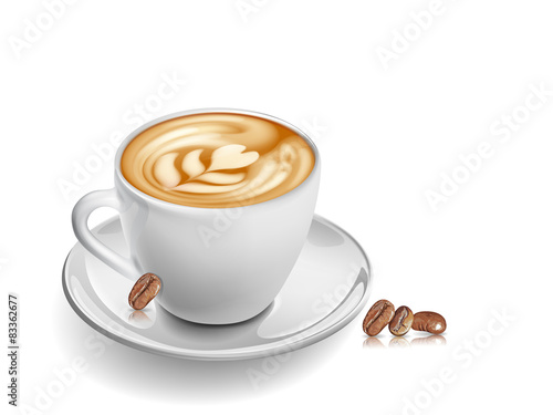 Obraz na płótnie Cup coffee and seed on white background
