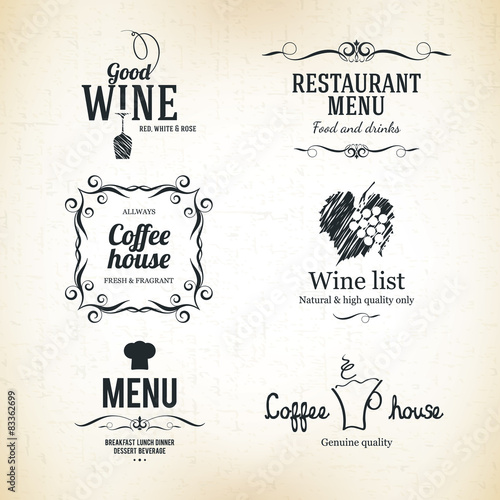 Label set for restaurant menu design