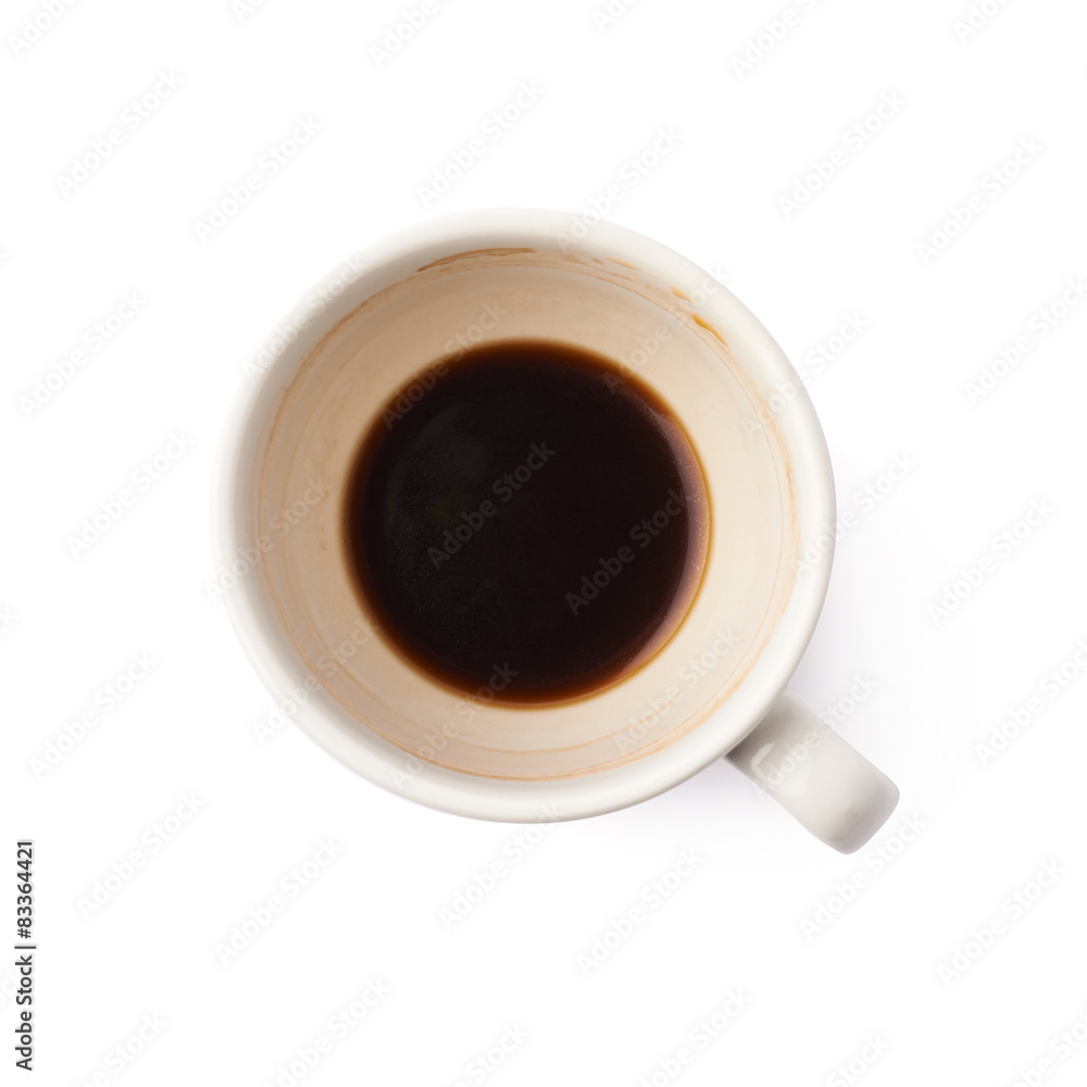 Used empty cup of coffee isolated Used empty cup of coffee isolated