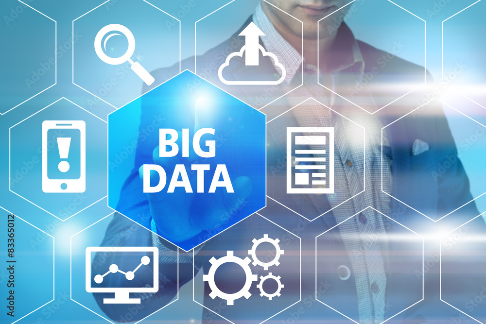 Big data concept man selecting and pressing Big Data symbol Big data concept man selecting and pressing Big Data symbol