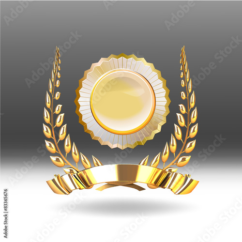laurel wreath and gold ribbon vector illustration
