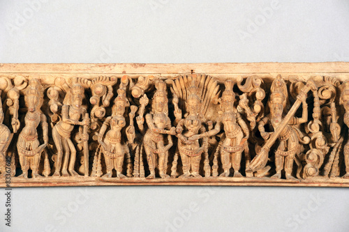 Fotografie Antique indian wooden frieze