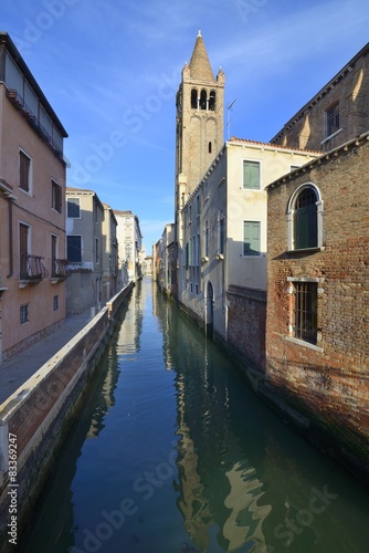 View of a canal in the beautiful city of Venice, Italy