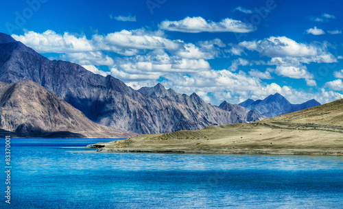 Mountains Pangong tso  Lake  Leh Ladakh Jammu and Kashmir India