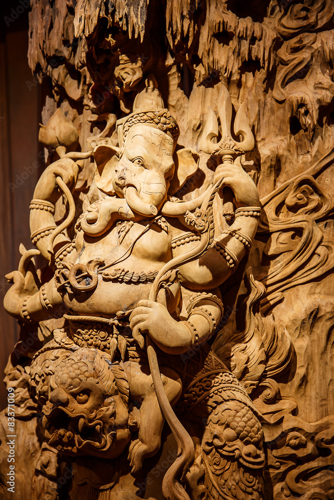 Fototapeta premium Ganesh carved wood