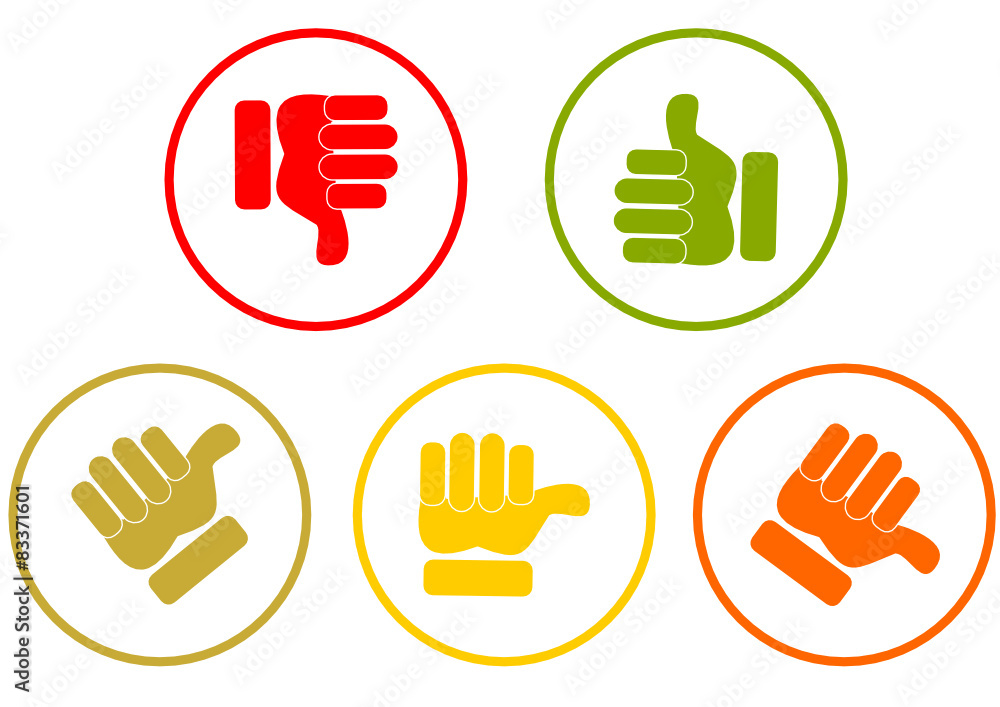 Fototapeta premium Market research satisfaction thumbs up icons